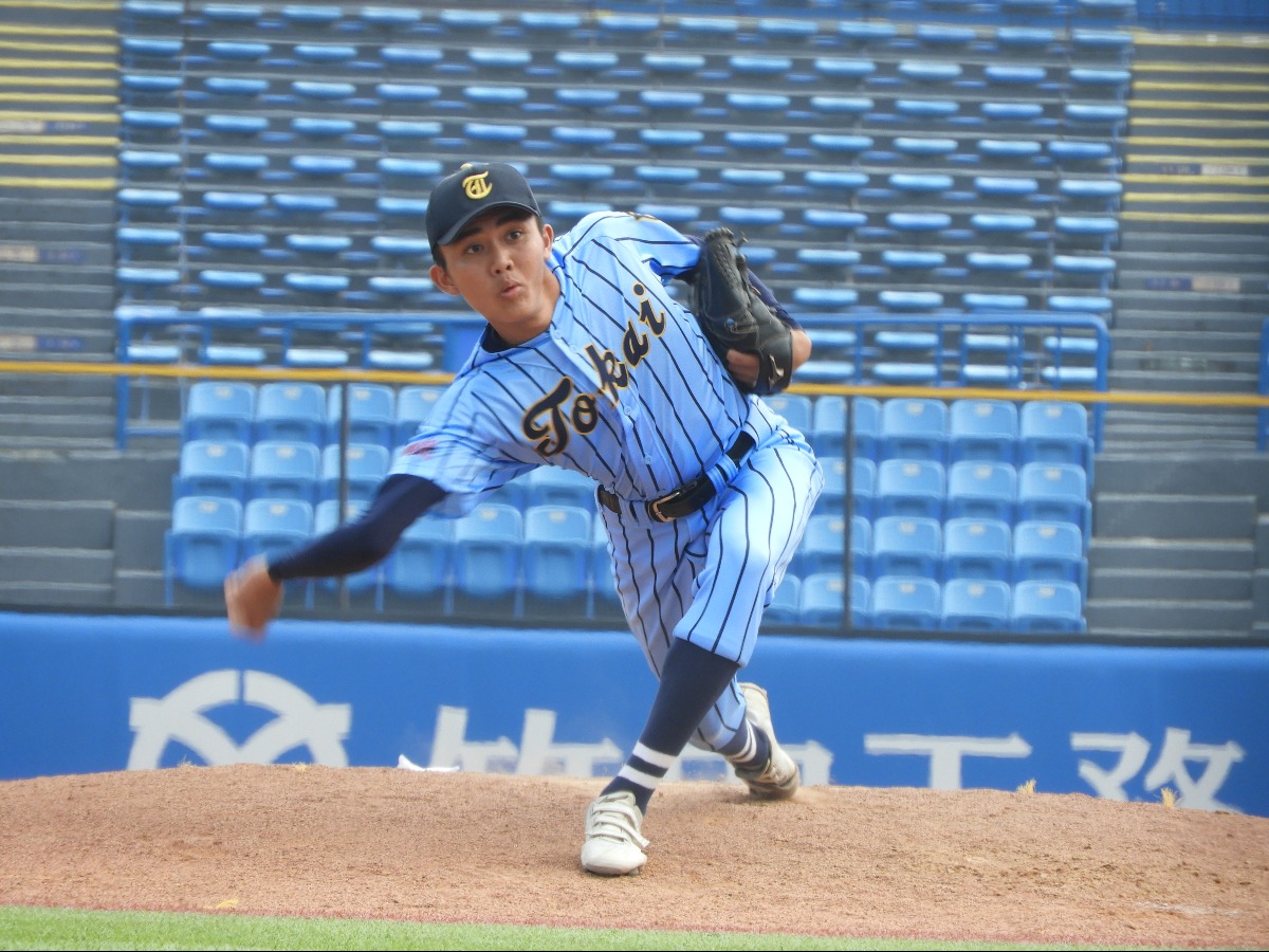 東海大高輪台 野球 ユニフォーム 高校野球】濃い青の縦じまユニホームに新調した東海大高輪台